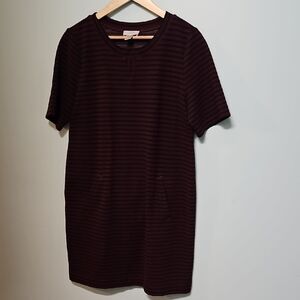 LOFT Oulet Women's Striped Midi Dress - Dark Maroon and Black